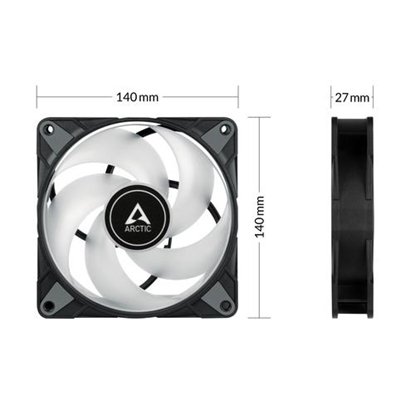 Attēls no ARCTIC P14 PWM PST RGB 0dB - Semi-Passive 140 mm Fan with Digital RGB and RGB-Controller - Value Pack