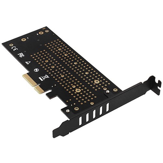 Изображение PCEM2-D Adapter wewnętrzny PCIe x4, 1x M.2 NVMe M-key + 1x SATA B-key slot, SP & LP