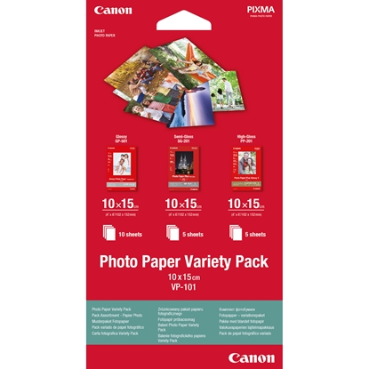 Picture of Canon VP-101 Photo Paper Variety Pack 10x15 cm, 1x10 a. 2x5 Sheet
