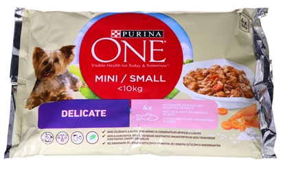 Attēls no PURINA One mini delicate - wet dog food - with salmon and rice - 4 x 100g