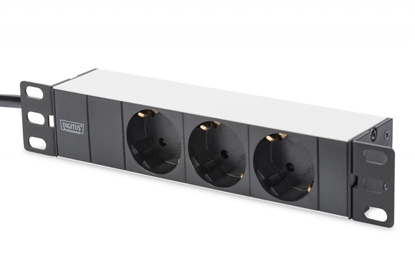 Attēls no Digitus aluminium outlet strip, 3 safety outlets, 2 m supply safety plug