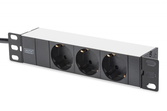 Picture of Digitus aluminium outlet strip, 3 safety outlets, 2 m supply safety plug