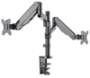 Picture of Manhattan TV & Monitor Mount, Desk, Full Motion (Gas Spring), 2 screens, Screen Sizes: 10-27", Black, Clamp or Grommet Assembly, Dual Screen, VESA 75x75 to 100x100mm, Max 8kg (each), Lifetime Warranty