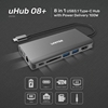 Picture of HUB 8-w-1 D1019A USB3.1 Typ-C + 2xUSB + HDMI + VGA + GIGA + SD