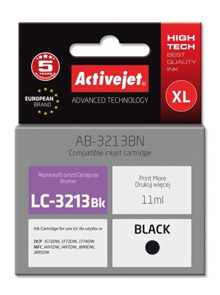 Изображение Activejet AB-3213BN Ink Cartridge (replacement for Brother LC3213BK; Supreme; 11 ml; black)
