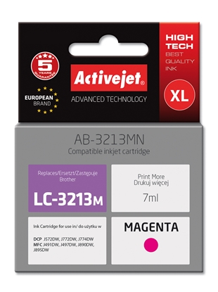Picture of Activejet AB-3213MN Ink cartridge (replacement for Brother LC3213M; Supreme; 7 ml; magenta)