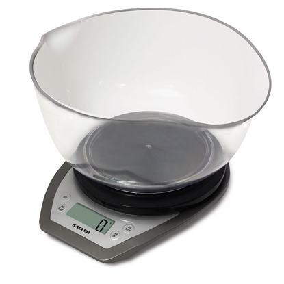 Picture of Salter 1024 SVDR14 Electronic Kitchen Scales with Dual Pour Mixing Bowl silver