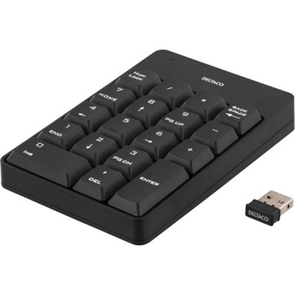 Attēls no Klaviatūra DELTACO USB bevielė, skaičių, juoda / TB-144