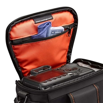 Picture of Case Logic | DCB-306 SLR Camera Bag | Black | * Designed to fit an SLR camera with standard zoom lens attached * Internal zippered pocket stores memory cards, filter or lens cloth * Side zippered pockets store an extra battery, cables, lens cap, or small 