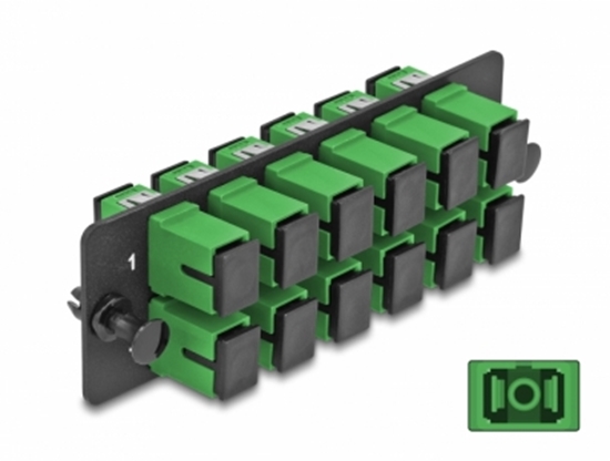 Picture of Delock Fiber Optic Adapter Panel SC Simplex APC 12 Port green