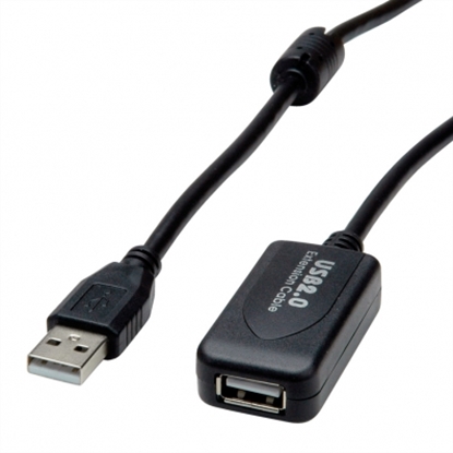 Picture of Secomp VALUE USB 2.0 Extension Cable, active with Repeater, black, 5 m