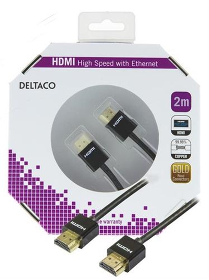 Изображение Kabelis DELTACO HDMI-HDMI, 2.0m, juodas / HDMI-1092-K