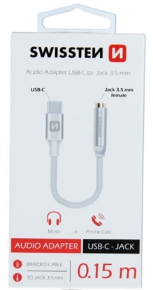 Изображение Swissten USB-C to Jack 3.5mm Audio Adapter for phones 15 cm