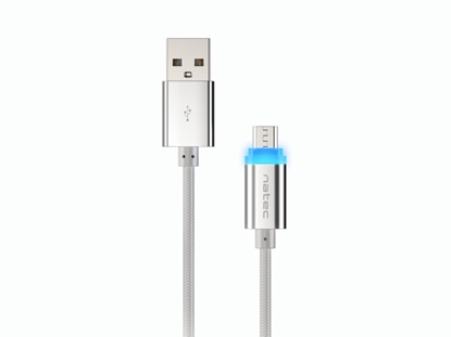 Attēls no Natec Prati, USB Micro to Type A Cable 1m, LED, Silver | Natec | Prati | Micro USB | USB Type-A