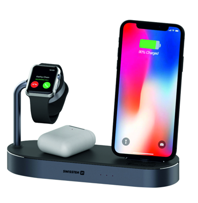 Picture of Swistten 4in1 MFI Wireless Docking Station 45W for Apple iPhone / iPod / Apple Watch