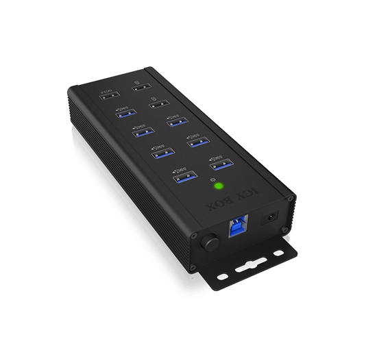 Изображение ICY BOX IB-HUB1703-QC3 USB 3.2 Gen 1 (3.1 Gen 1) Type-B 5000 Mbit/s Black