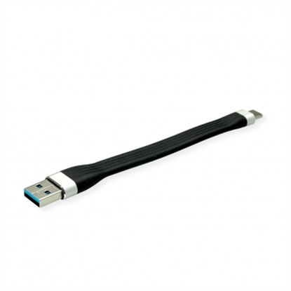 Attēls no ROLINE USB 3.2 Gen 1 Silicone Cable, A-C, M/M, black, 11 cm