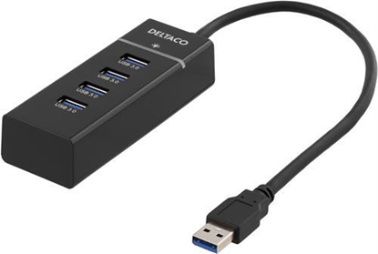 Изображение Deltaco UH-475 interface hub USB 3.2 Gen 1 (3.1 Gen 1) Type-A 5000 Mbit/s Black