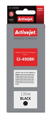 Attēls no Activejet AC-G490Bk Ink (replacement for Canon GI-490BK; Supreme; 135 ml; 6000 pages, black)