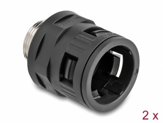 Picture of Delock Conduit Fitting with brass external thread M25 black 2 pieces