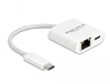 Picture of Delock USB Type-C™ Adapter to Gigabit LAN 10/100/1000 Mbps with Power Delivery port white