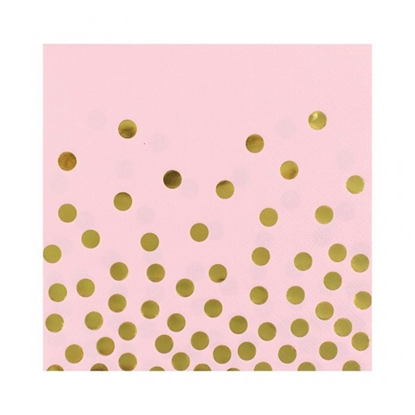 Attēls no Salvetes 33cm Pink-Gold Dots 12gab.