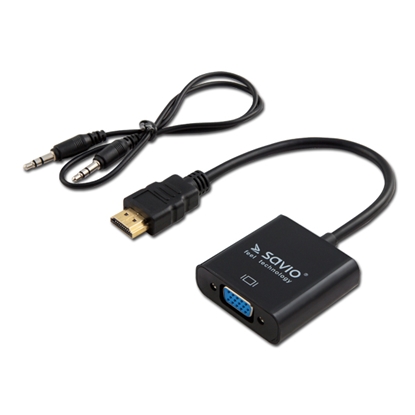 Attēls no SAVIO HDMI (M) – VGA (F) Adapter with audio CL-23/B Black