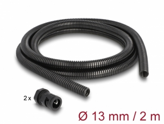 Picture of Delock Cable protection sleeve 2 m x 13 mm with PG9 conduit fitting set black