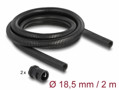 Attēls no Delock Cable protection sleeve 2 m x 18.5 mm with PG13.5 conduit fitting set black