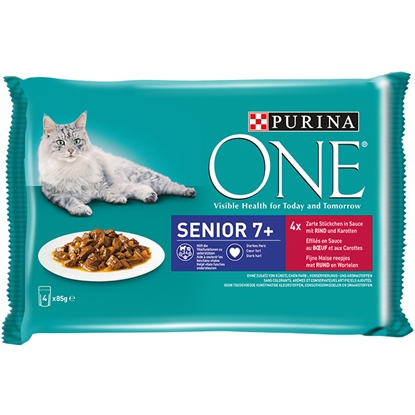 Attēls no Konservi kaķiem One Senior 7+ (liellops/burkāni) 4*85g