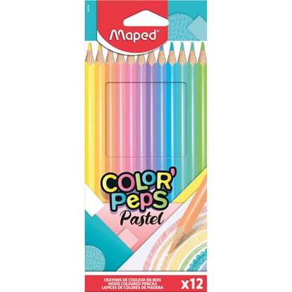Изображение Krāsu zīmuļi Maped Color Peps pastel 12-krāsas