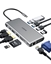Picture of CB-C78 aluminiowy HUB USB-C | 12w1 | RJ45 Ethernet 10/100/1000Mbps | 2xUSB 3.1 | 2xUSB 2.0 | 2xHDMI 4k@30Hz | VGA | SD i microSD | USB-C