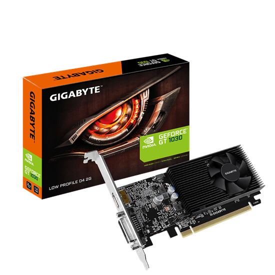 Picture of Gigabyte | GV-N1030D4-2GL 1.0 | NVIDIA | 2 GB | GeForce GT 1030 | DDR4 | DVI-D ports quantity 1 | HDMI ports quantity 1 | PCI Express 3.0 | Memory clock speed 2100 MHz | Processor frequency 1417 MHz