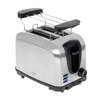 Pilt Adler Toaster AD 3222 Power 700 W, Number of slots 2, Housing material Stainless steel, Silver