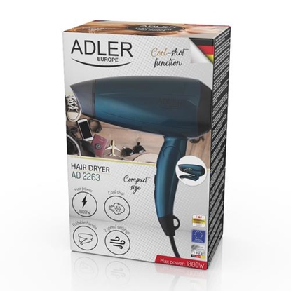 Attēls no Adler Hair Dryer AD 2263 1800 W, Number of temperature settings 2, Blue