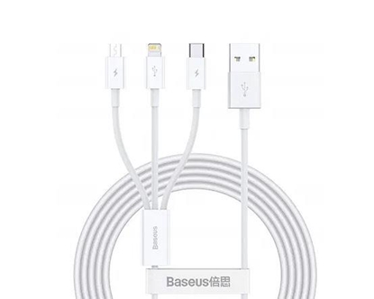 Attēls no CABLE USB TO 3IN1 1.5M/WHITE CAMLTYS-02 BASEUS