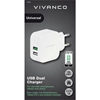 Изображение Vivanco charger USB 2,4A/1A, white (37563)