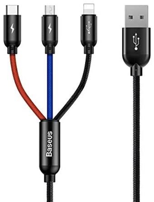 Attēls no CABLE LIGHTNING TO 3IN1 0.3M/BLACK CAMLT-ASY01 BASEUS