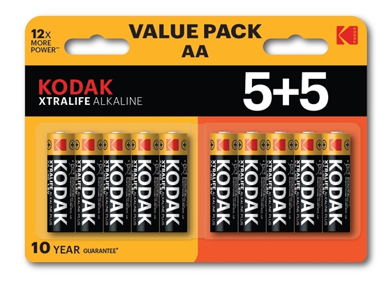 Picture of Kodak XTRALIFE Alkaline AA Battery 10 (5+5 pack)