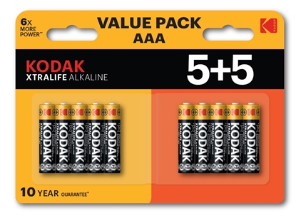 Attēls no Kodak XTRALIFE Alkaline AAA Battery 10 (5+5 pack)