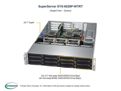 Picture of Supermicro SuperServer 6029P-WTRT Intel C622 LGA 3647 (Socket P) Rack (2U) Black