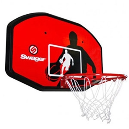 Pilt Basketbola vairogs 71x110x3cm ar stīpu un tīkliņu