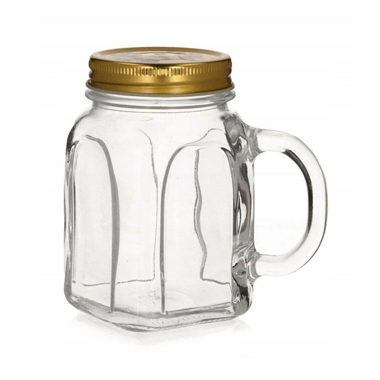 Picture of Burciņa smūtijiem 450ml stikla ar zeltītu vāku