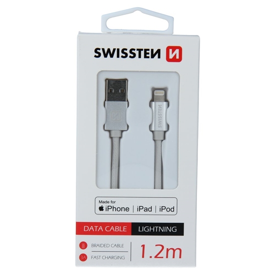 Picture of Swissten MFI Textile Fast Charge 3A Lightning Data and Charging Cable 1.2m