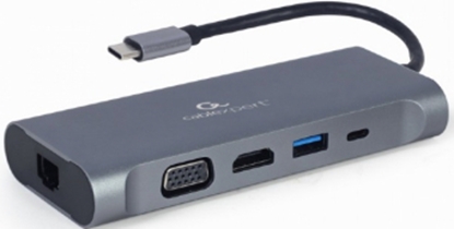 Attēls no Gembird USB Type-C 7-in-1 Multi-Port Adapter + Card Reader Space Grey