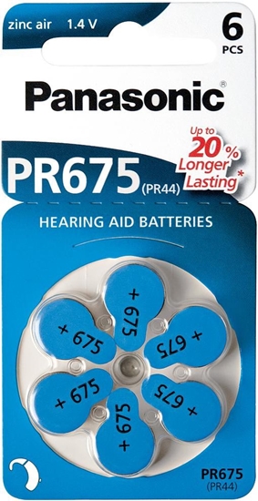 Picture of Panasonic hearing aid battery PR675LH/6DC