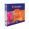 Изображение 1x5 Verbatim DVD-R 4,7GB Colour 16x Speed, Slim Case
