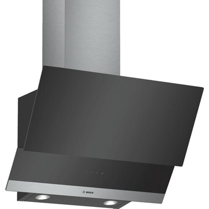 Attēls no Bosch DWK065G60 cooker hood Wall-mounted Black, Stainless steel 530 m³/h C