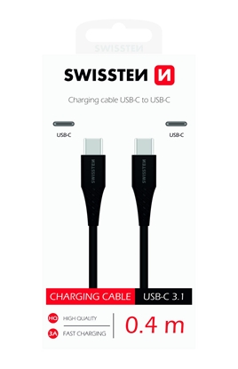 Attēls no Swissten Basic Universal Quick Charge 3.1 USB-C to USB-C Charging Cable 0.4m