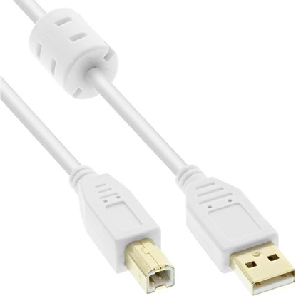 Attēls no Kabel USB InLine USB-A - USB-B 10 m Biały (34550W)